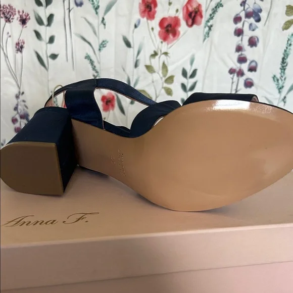 Anna Women's Deep Blue Block Heel Sandals - Picture 5 of 5